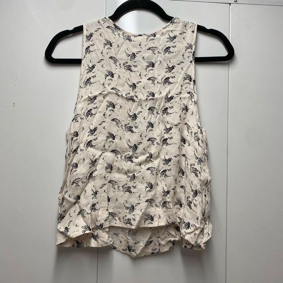 Free People Crinkle Printed Look Through Top in Tea Combo, Size XS, MSRP $68 - Picture 4 of 10